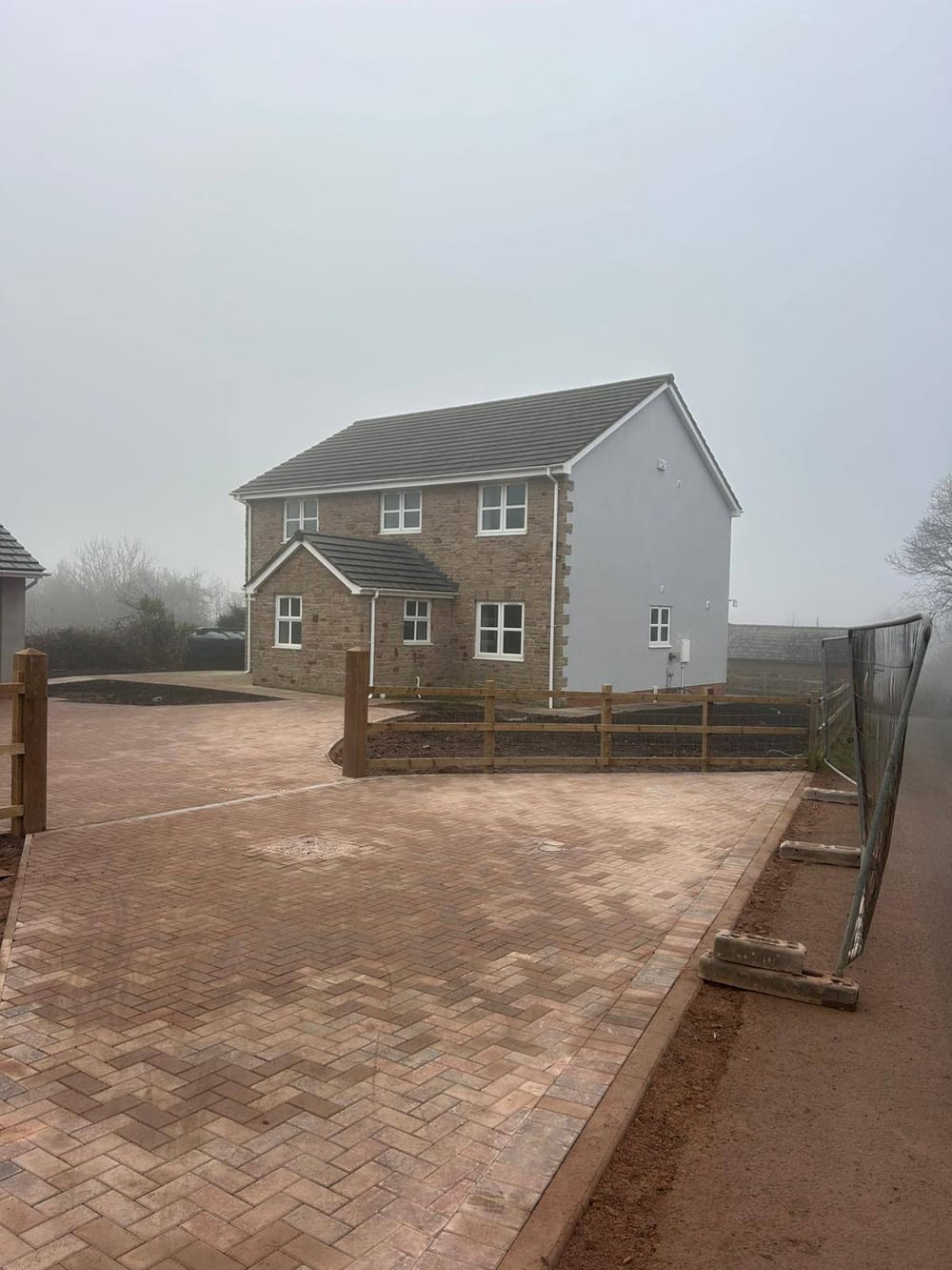 Block paving driveway at new build