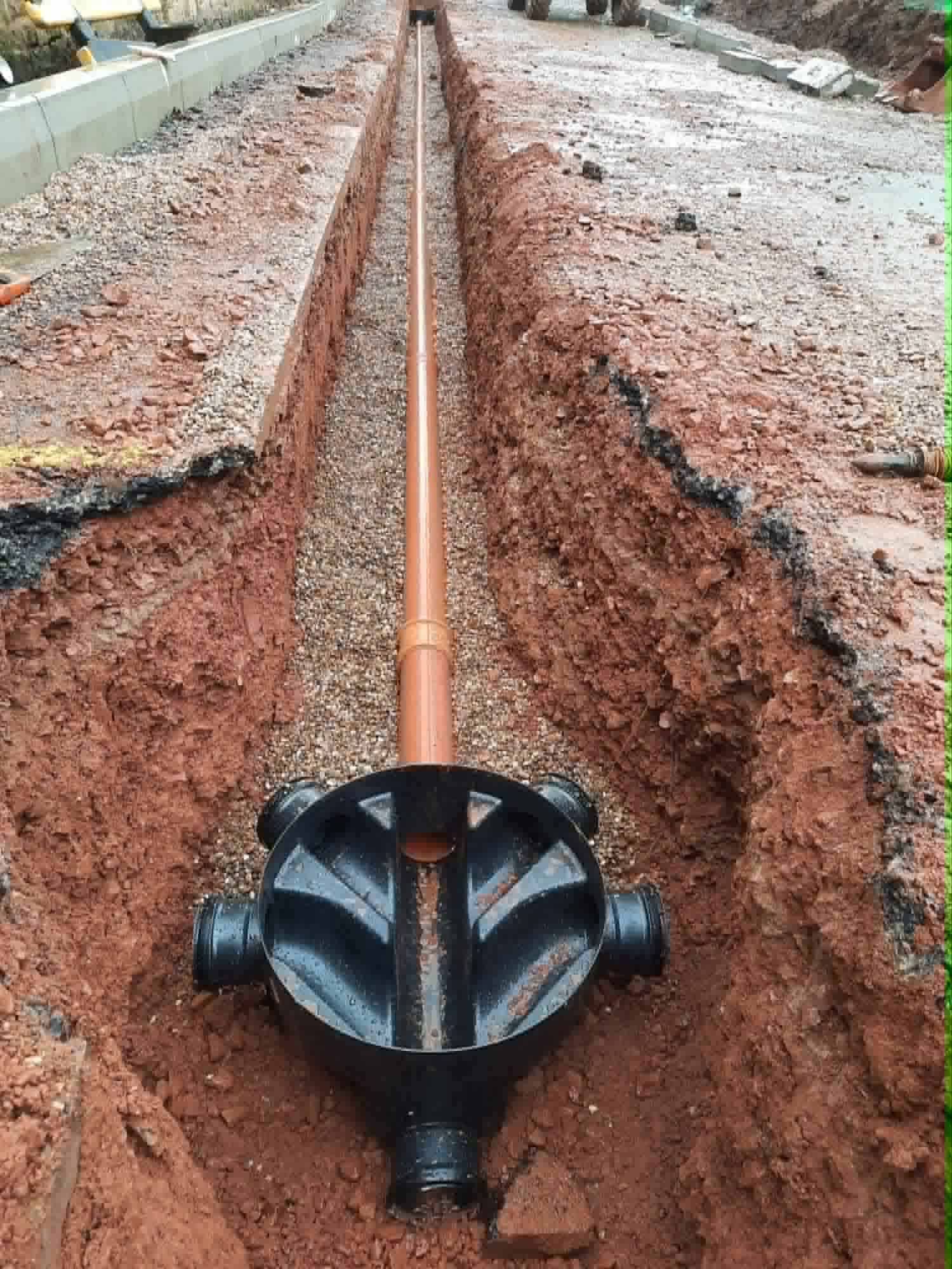 Underground drainage pipe run